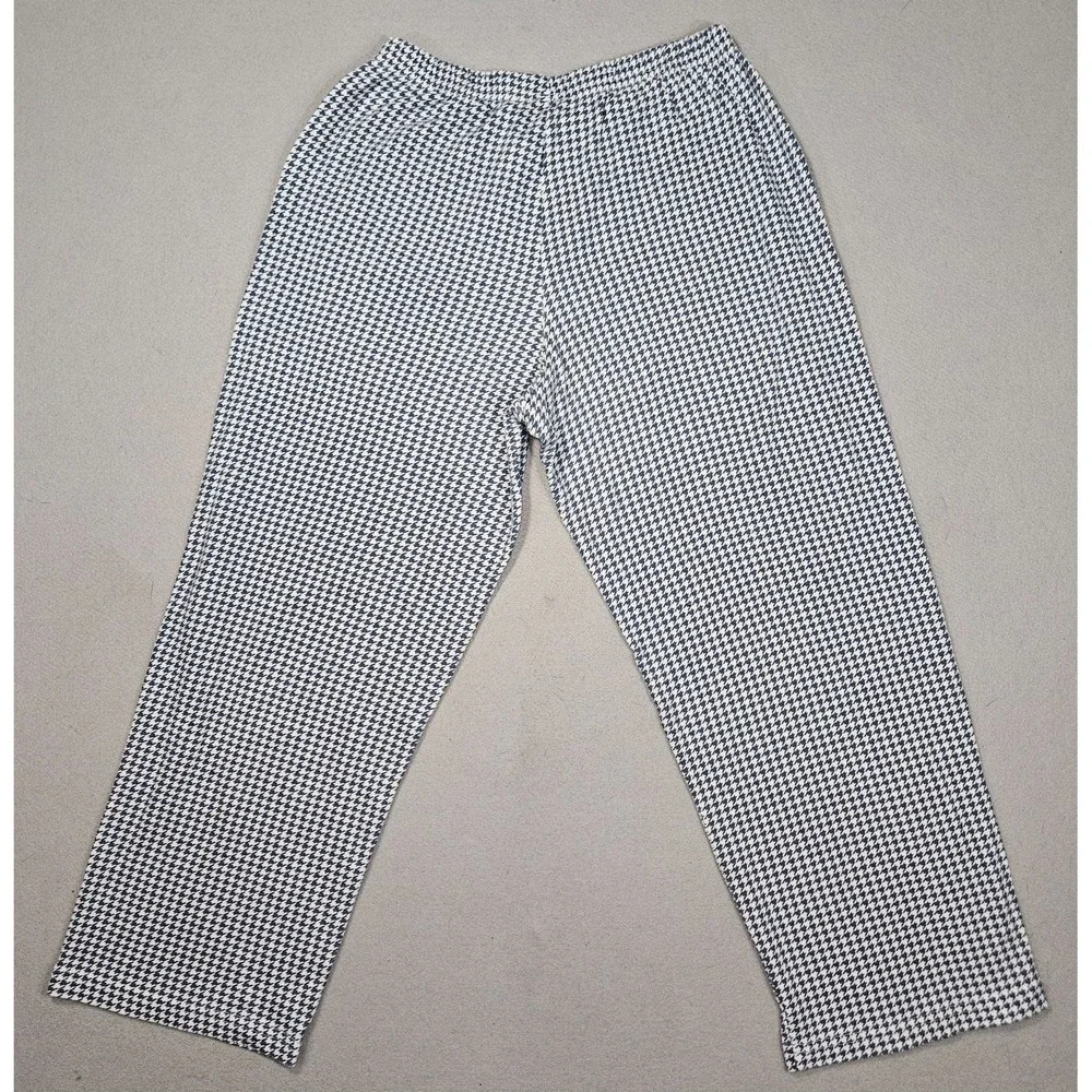 Womens Houndstooth Drawstring Pajama Pants Size Petite Small Blue White Lounge